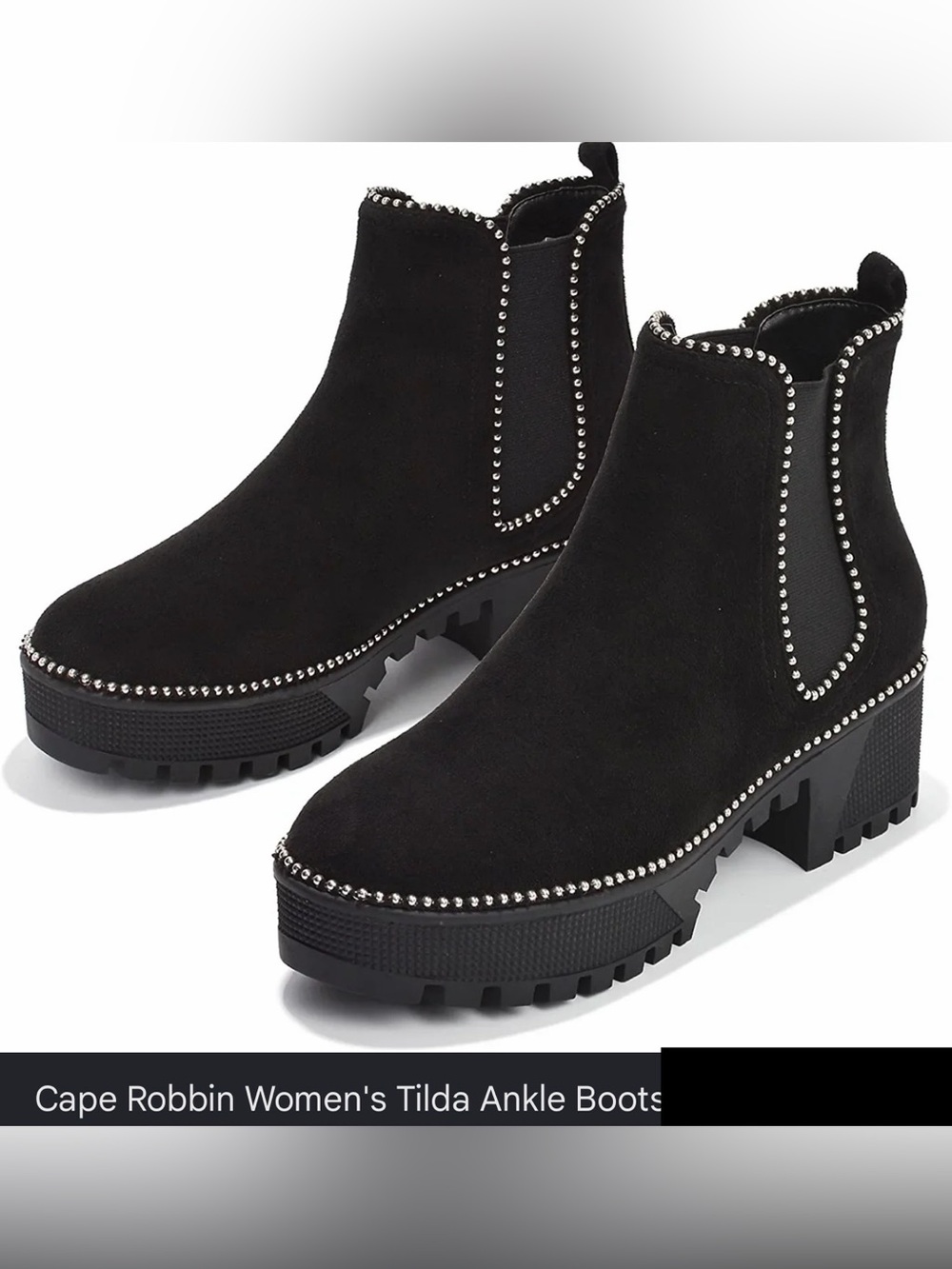 NWT Cape Robbin Women’s Black Tilda Platform Lug Chelsea Booties, Size 7